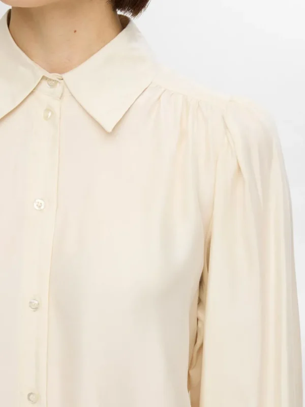 SELECTED LÅNGA ÄRMAR SATINSKJORTA Beige Store