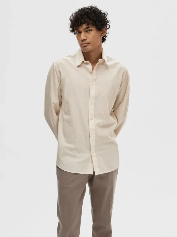 SELECTED LÅNGA ÄRMAR SKJORTA Beige Shop