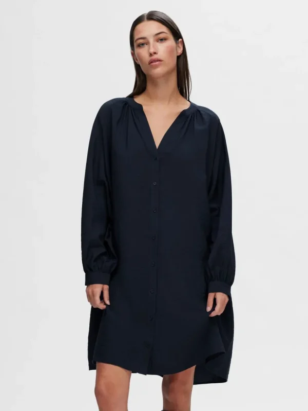 SELECTED LÅNGA ÄRMAR SKJORTKLÄNNING Blue Sale