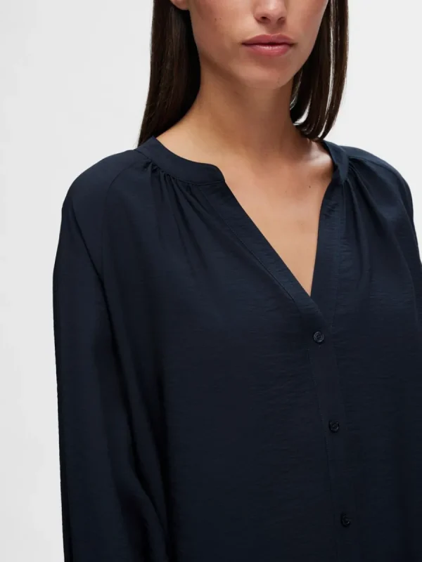 SELECTED LÅNGA ÄRMAR SKJORTKLÄNNING Blue Sale