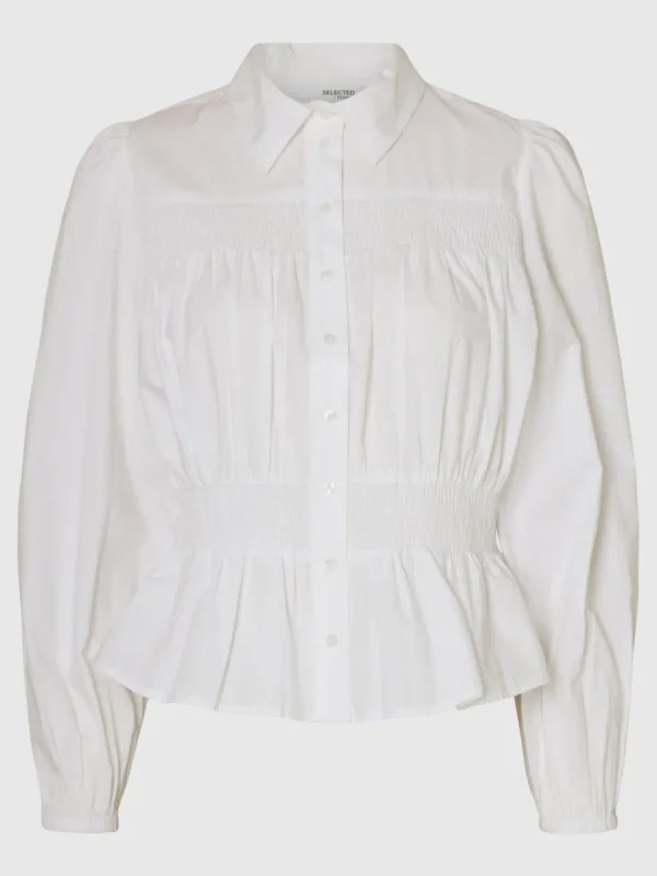 SELECTED LÅNGA ÄRMAR SMOCKTOPP White New
