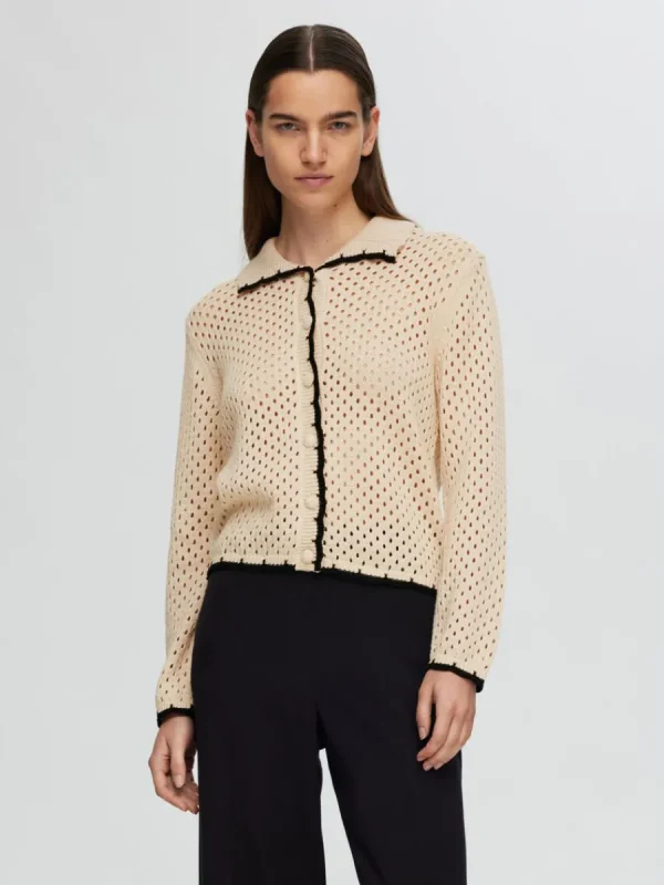 SELECTED LÅNGA ÄRMAR STICKAD KOFTA Beige Discount