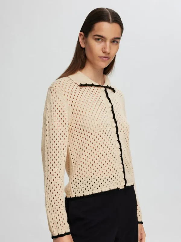 SELECTED LÅNGA ÄRMAR STICKAD KOFTA Beige Discount