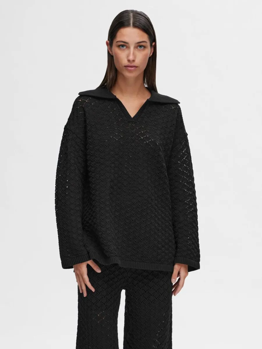 lnga_rmar_stickad_topp_0-2.webp SELECTED LÅNGA ÄRMAR STICKAD TOPP Black Store