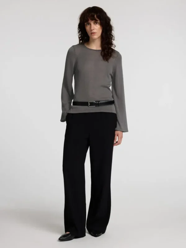 SELECTED LÅNGA ÄRMAR STICKAD TOPP Grey Clearance