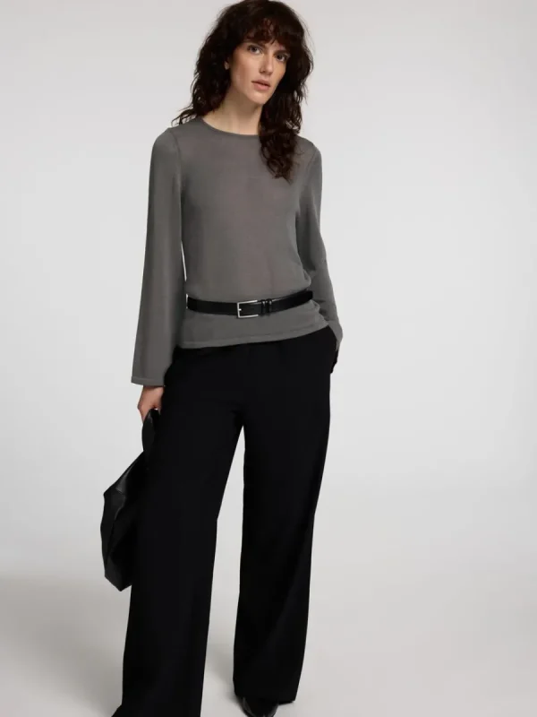 SELECTED LÅNGA ÄRMAR STICKAD TOPP Grey Clearance