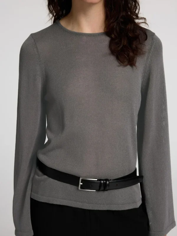 SELECTED LÅNGA ÄRMAR STICKAD TOPP Grey Clearance