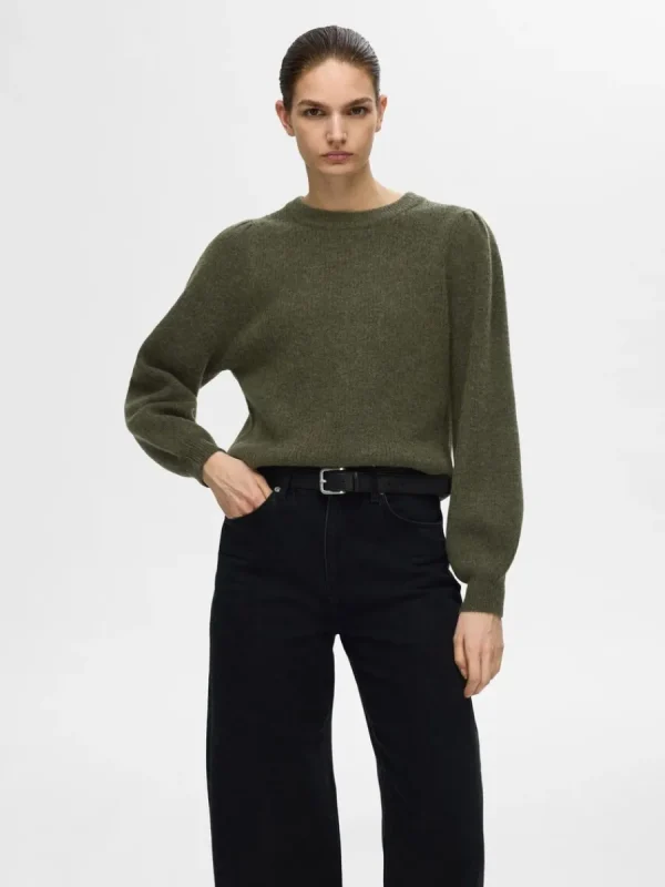 SELECTED LÅNGA ÄRMAR STICKAD TRÖJA Green Shop