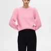SELECTED LÅNGA ÄRMAR STICKAD TRÖJA Pink Discount