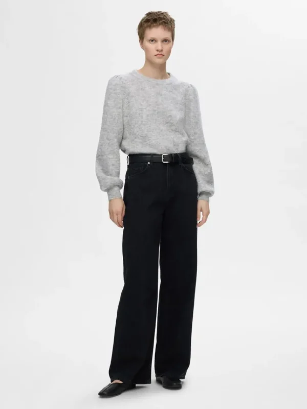 SELECTED LÅNGA ÄRMAR STICKAD TRÖJA Grey Best