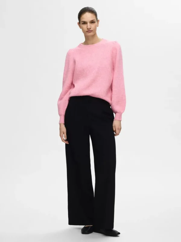SELECTED LÅNGA ÄRMAR STICKAD TRÖJA Pink Discount