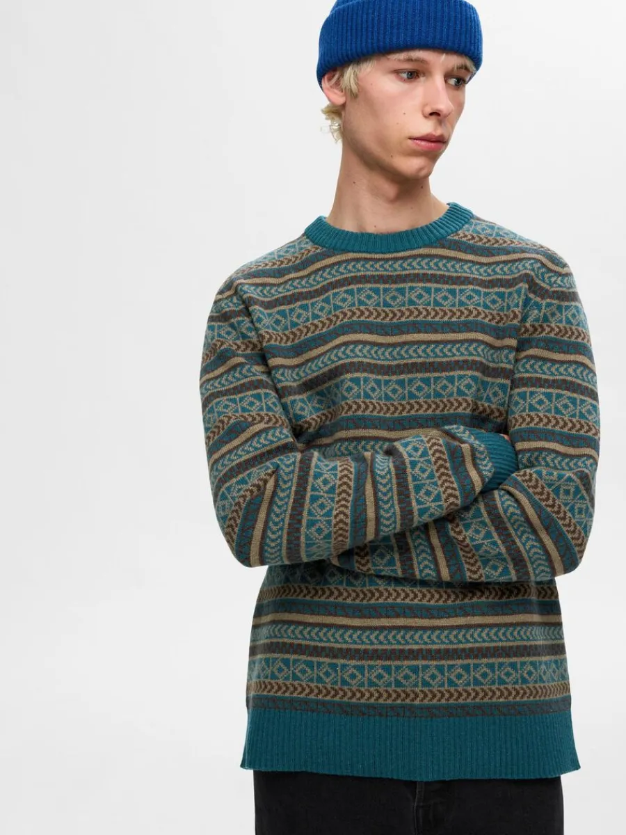 lnga_rmar_stickad_trja_2-12.webp SELECTED LÅNGA ÄRMAR STICKAD TRÖJA Blue Flash Sale