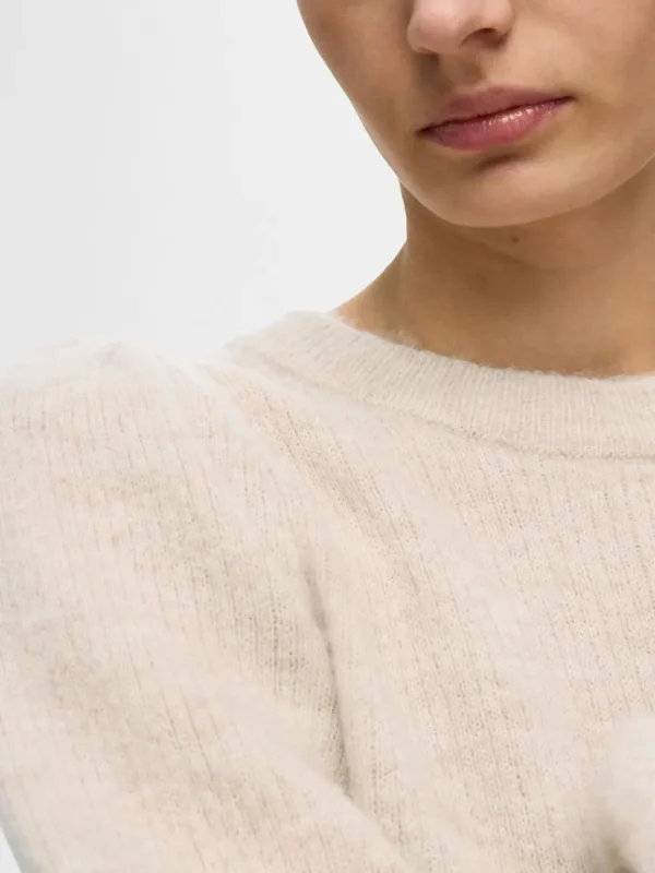 SELECTED LÅNGA ÄRMAR STICKAD TRÖJA Beige Shop