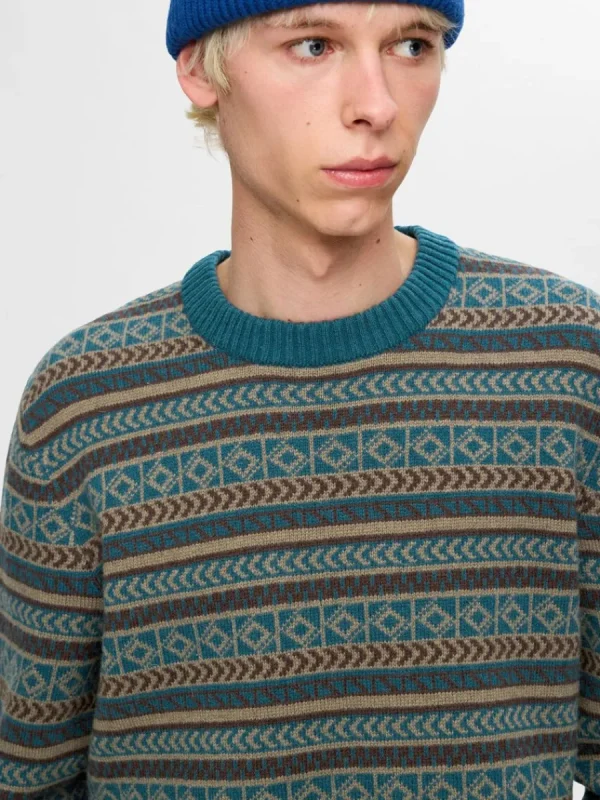 SELECTED LÅNGA ÄRMAR STICKAD TRÖJA Blue Flash Sale