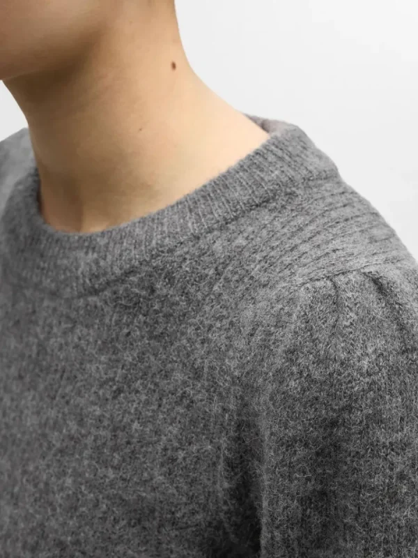 SELECTED LÅNGA ÄRMAR STICKAD TRÖJA Grey Cheap