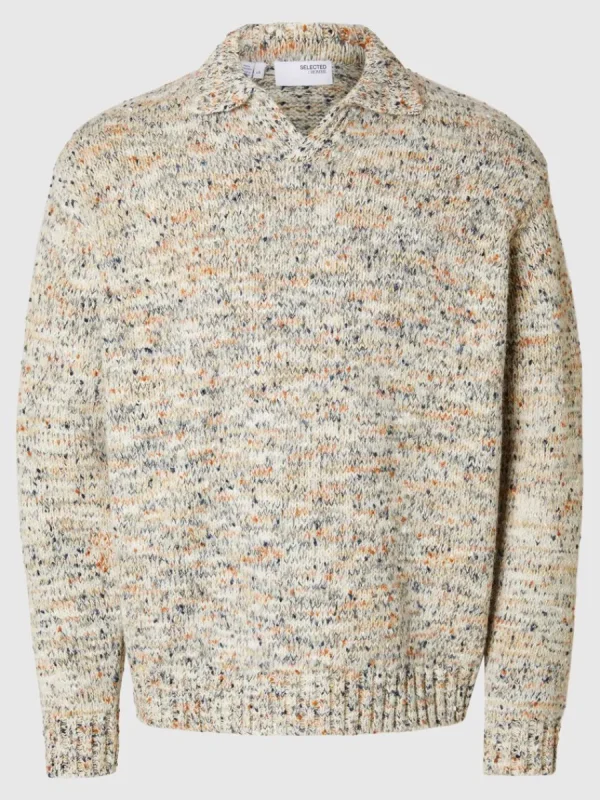 SELECTED LÅNGA ÄRMAR STICKAD TRÖJA Beige Cheap