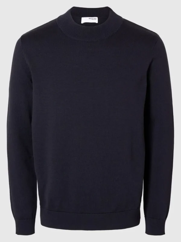 SELECTED LÅNGA ÄRMAR STICKAD TRÖJA Blue Best Sale