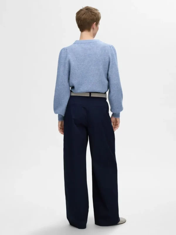 SELECTED LÅNGA ÄRMAR STICKAD TRÖJA Blue Best