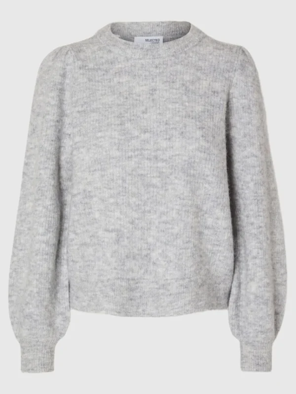 SELECTED LÅNGA ÄRMAR STICKAD TRÖJA Grey Best