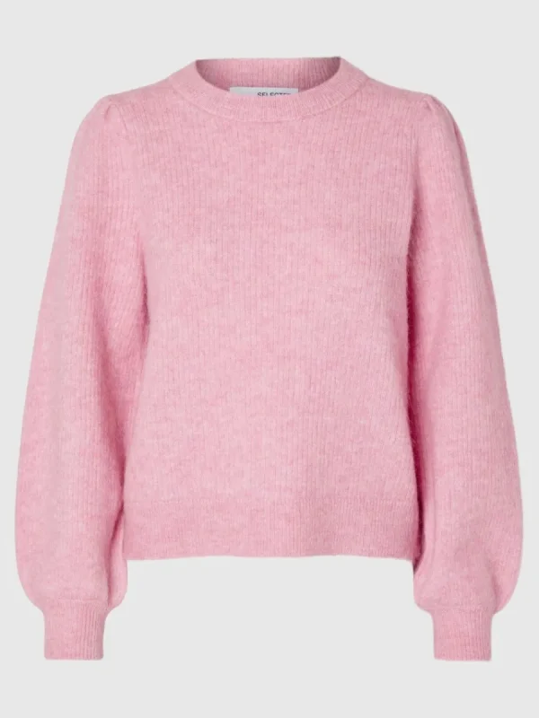 SELECTED LÅNGA ÄRMAR STICKAD TRÖJA Pink Discount