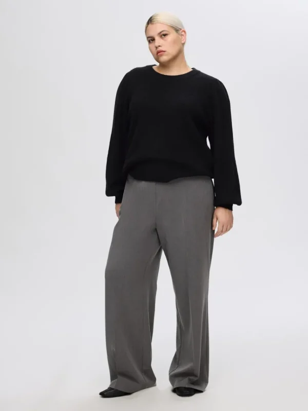 SELECTED LÅNGA ÄRMAR STICKAD TRÖJA Black Hot
