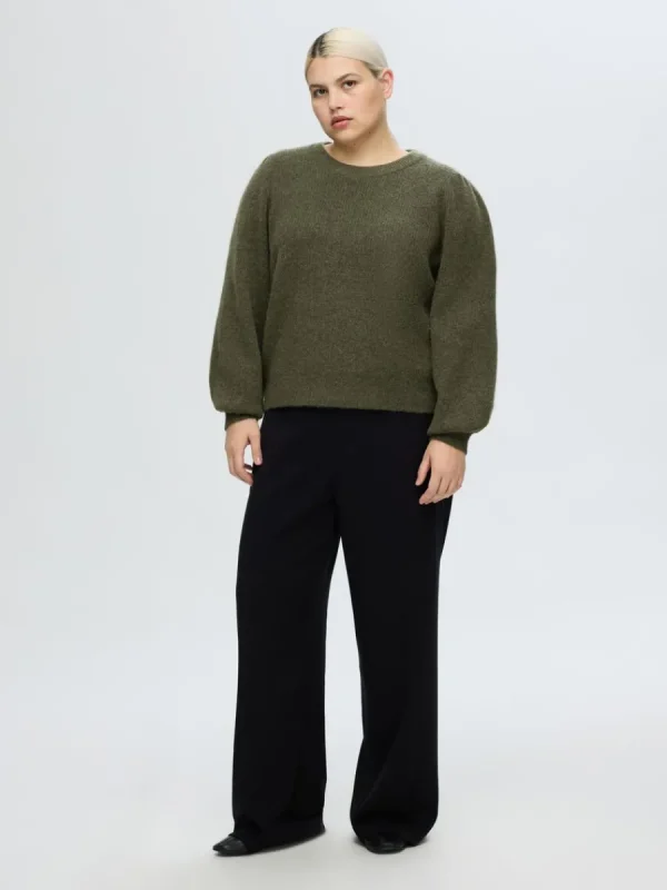 SELECTED LÅNGA ÄRMAR STICKAD TRÖJA Green Shop