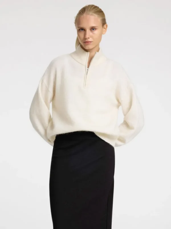 SELECTED LÅNGA ÄRMAR TRÖJA MED HALVLÅNGT BLIXTLÅS White Best Sale