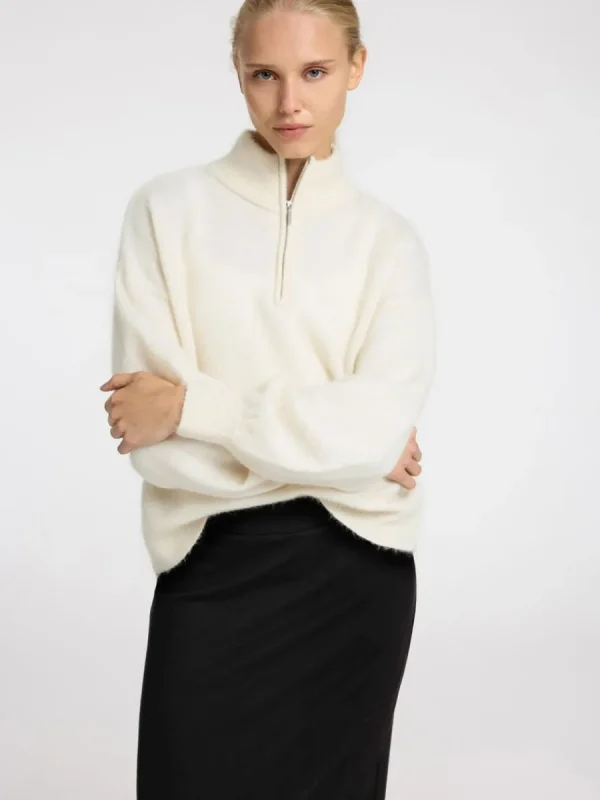 SELECTED LÅNGA ÄRMAR TRÖJA MED HALVLÅNGT BLIXTLÅS White Best Sale