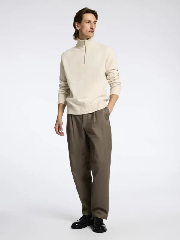 SELECTED LÅNGA ÄRMAR TRÖJA MED HALVLÅNGT BLIXTLÅS Beige Outlet