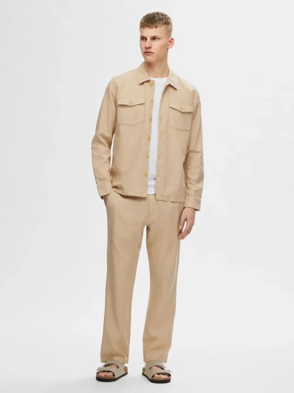 SELECTED LÅNGA ÄRMAR ÖVERSKJORTA Beige Clearance