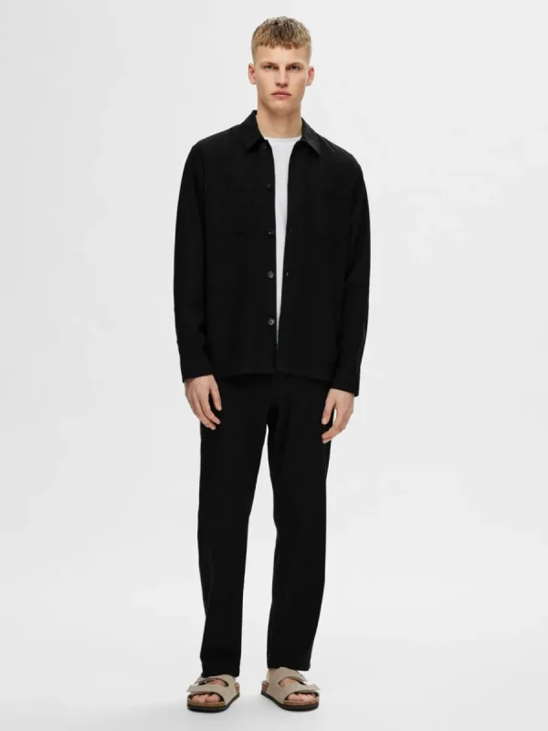SELECTED LÅNGA ÄRMAR ÖVERSKJORTA Black Clearance