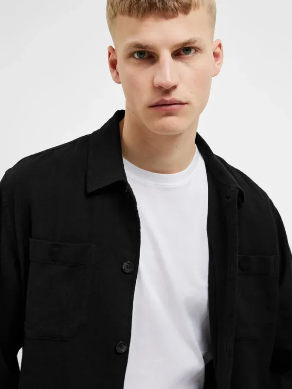 SELECTED LÅNGA ÄRMAR ÖVERSKJORTA Black Clearance