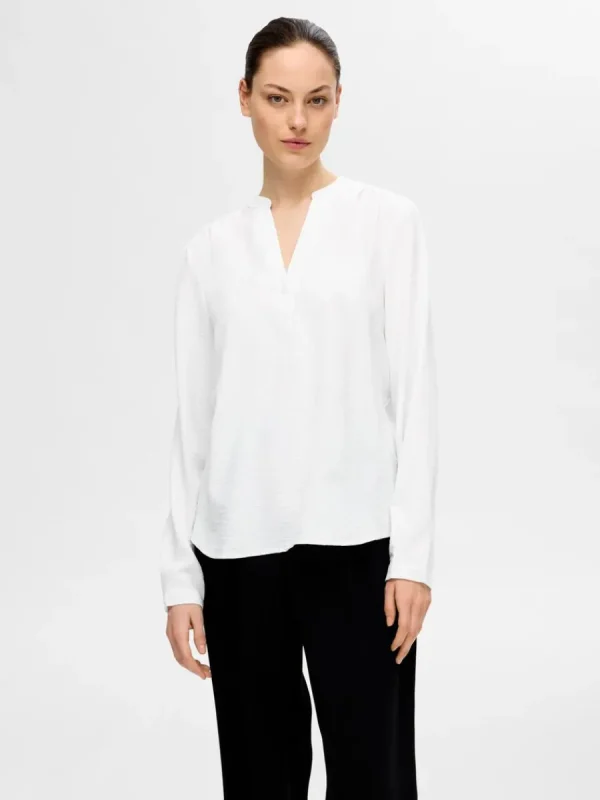 SELECTED LÅNGÄRMAD BLUS White Cheap