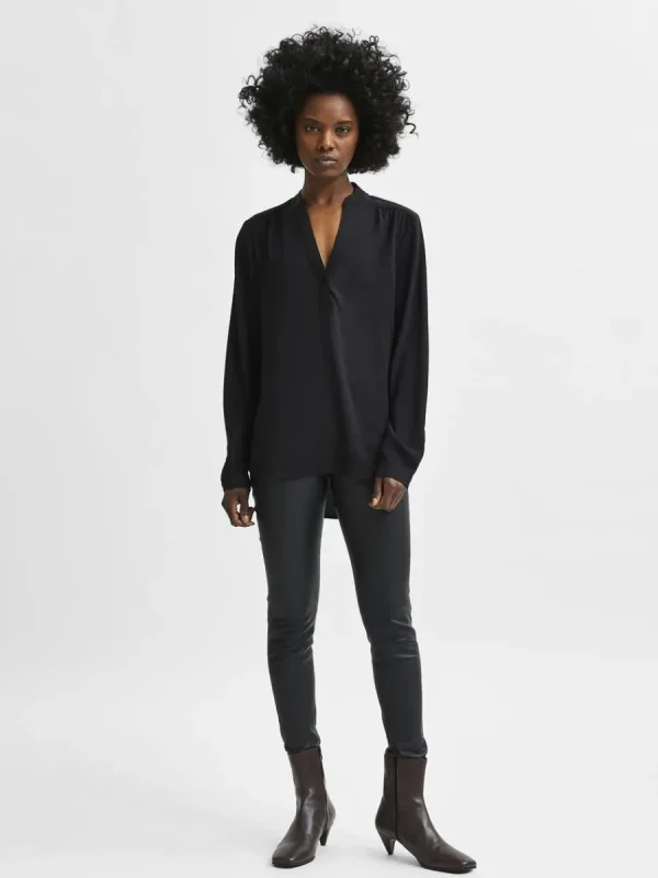SELECTED LÅNGÄRMAD BLUS Black Clearance