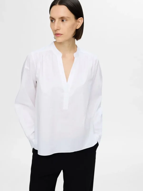 SELECTED LÅNGÄRMAD BLUS White Sale