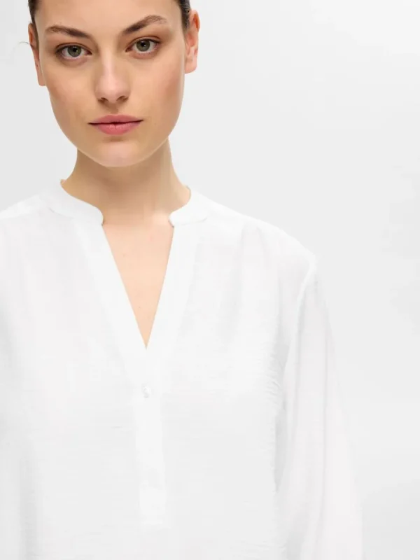 SELECTED LÅNGÄRMAD BLUS White Cheap