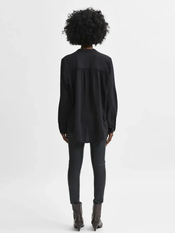 SELECTED LÅNGÄRMAD BLUS Black Clearance