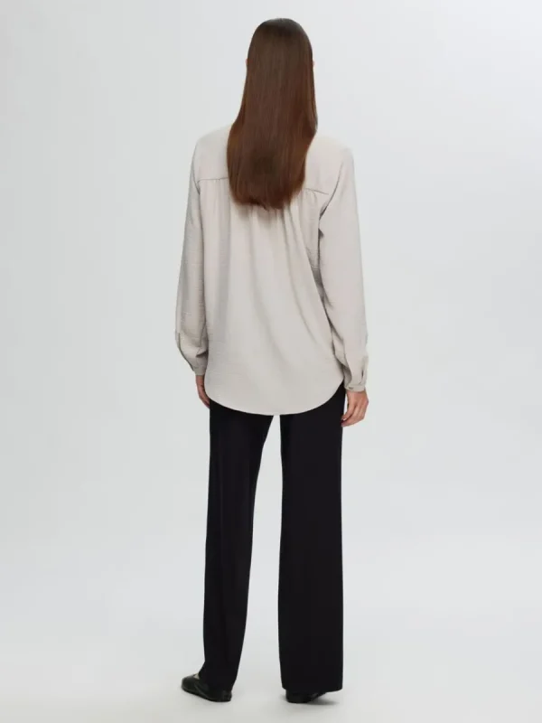 SELECTED LÅNGÄRMAD BLUS Beige Shop