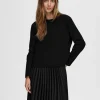 SELECTED LÅNGÄRMAD BOXY T-SHIRT Black Hot