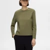 SELECTED LÅNGÄRMAD BOXY T-SHIRT Green Cheap