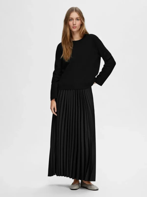 SELECTED LÅNGÄRMAD BOXY T-SHIRT Black Hot