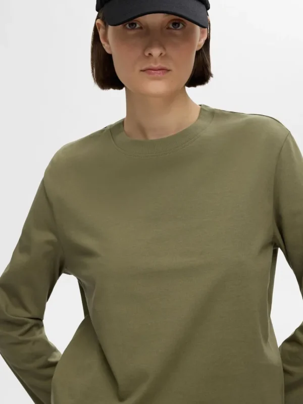 SELECTED LÅNGÄRMAD BOXY T-SHIRT Green Cheap