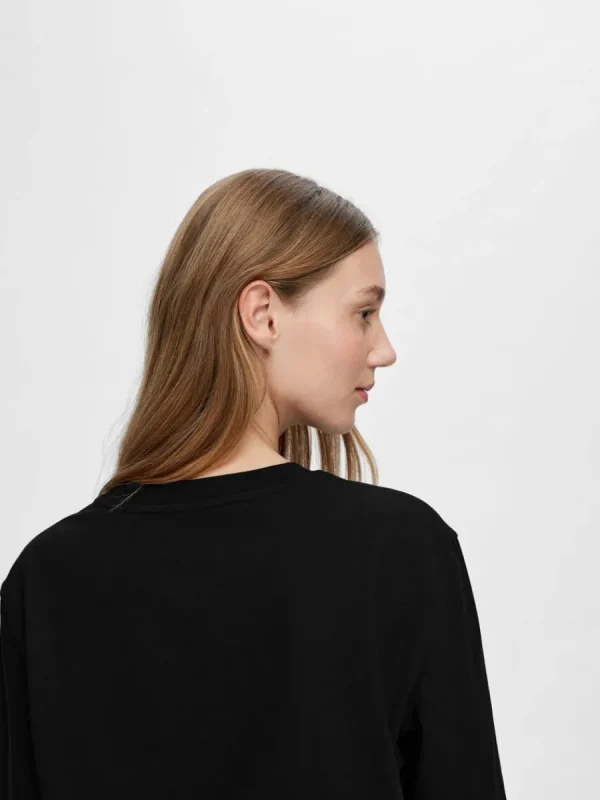 SELECTED LÅNGÄRMAD BOXY T-SHIRT Black Hot