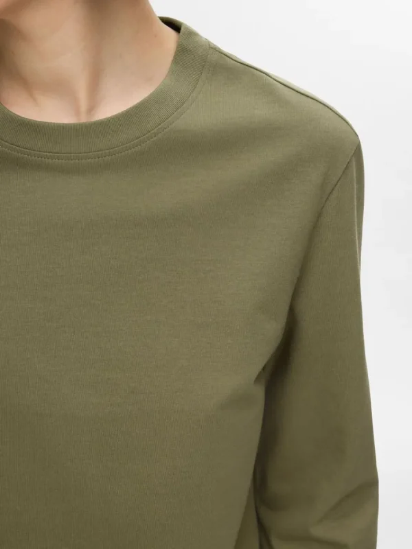 SELECTED LÅNGÄRMAD BOXY T-SHIRT Green Cheap