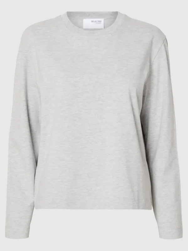 SELECTED LÅNGÄRMAD BOXY T-SHIRT Grey Sale