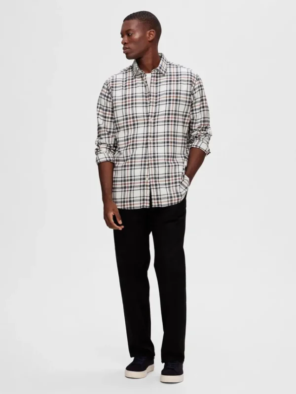 SELECTED LÅNGÄRMAD FLANELL SKJORTA Beige Store