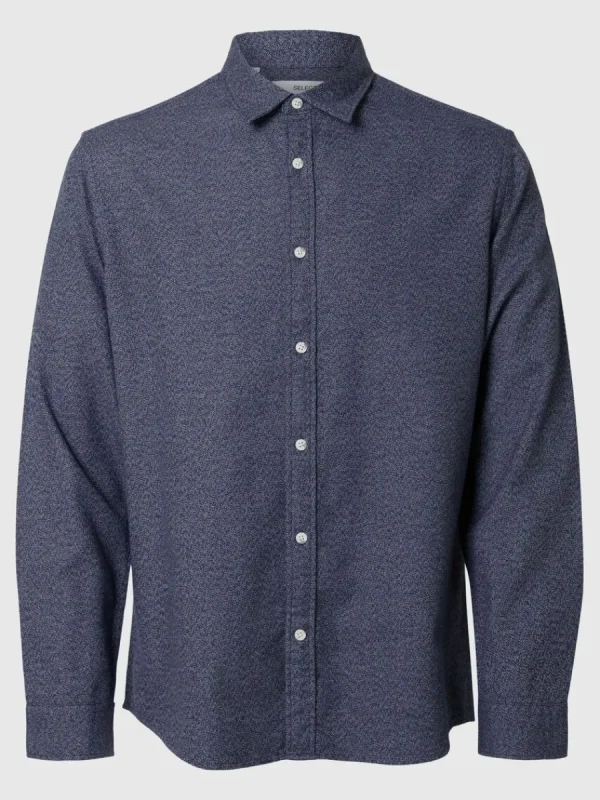 SELECTED LÅNGÄRMAD FLANELLSKJORTA Blue Store