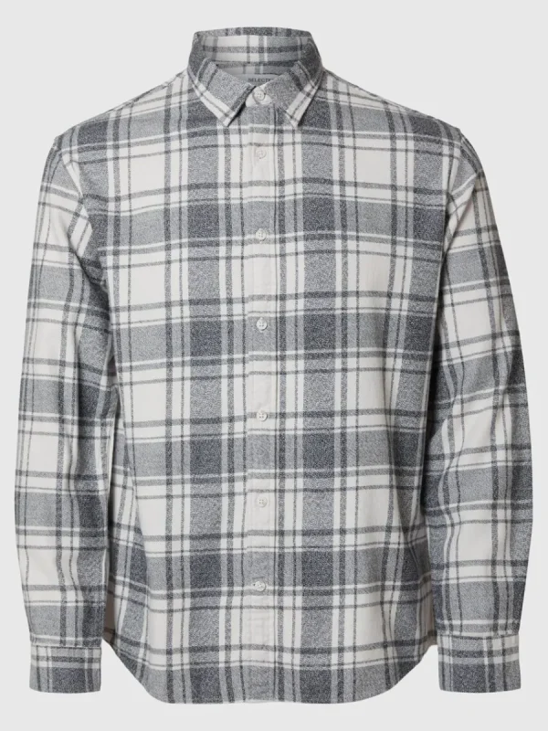 SELECTED LÅNGÄRMAD FLANELLSKJORTA White Best Sale