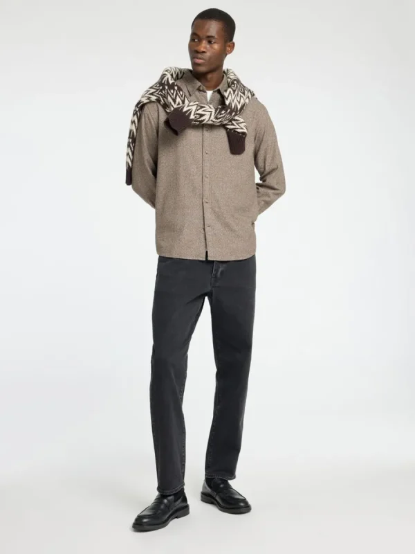 SELECTED LÅNGÄRMAD FLANELLSKJORTA Brown Fashion