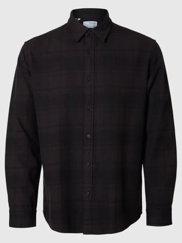 SELECTED LÅNGÄRMAD FLANELLSKJORTA Brown Discount
